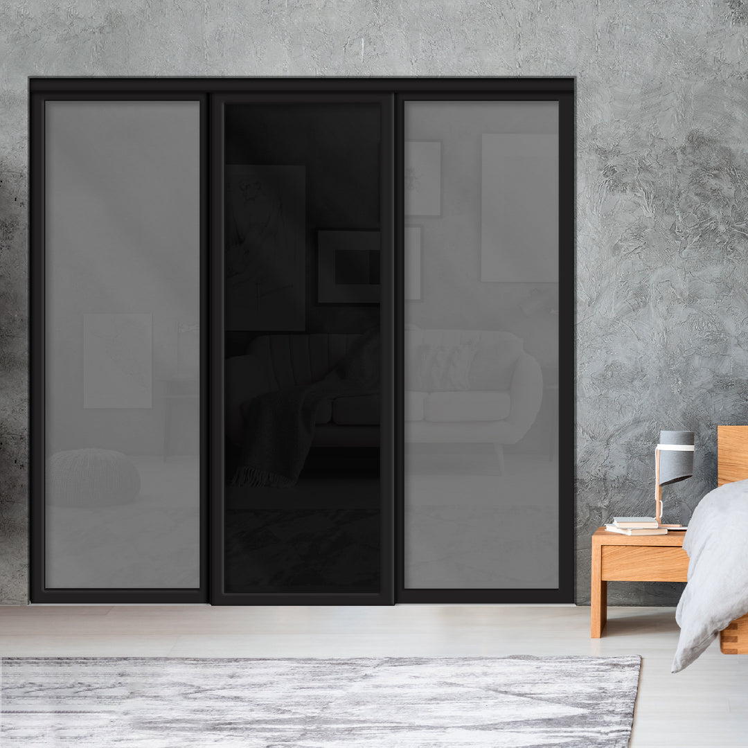 Sliding Bypass Closet Door with Glass & Mirror Panel Inserts MBSD - 0541 - DoorDiscounter