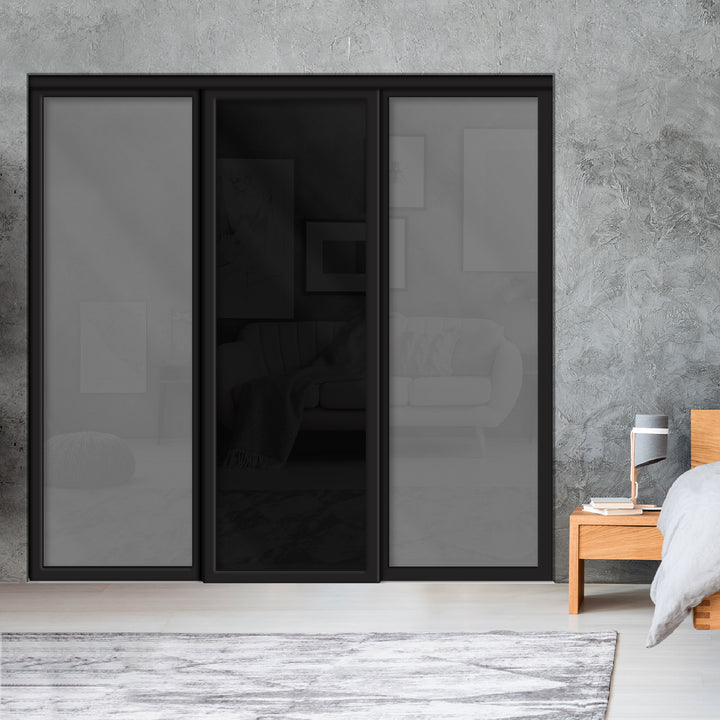 Sliding Bypass Closet Door with Glass & Mirror Panel Inserts MBSD - 0541 - DoorDiscounter