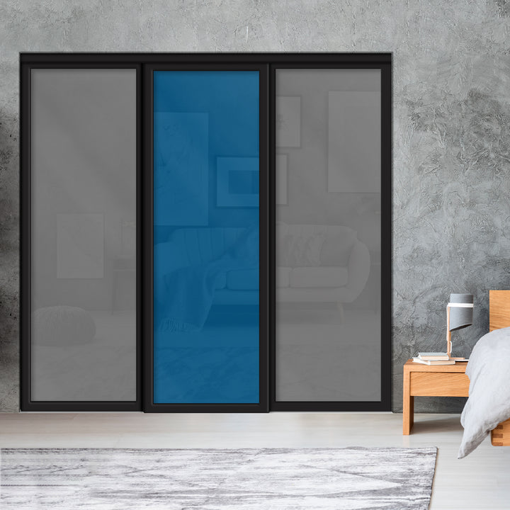 Sliding Bypass Closet Door with Glass & Mirror Panel Inserts MBSD - 0541 - DoorDiscounter