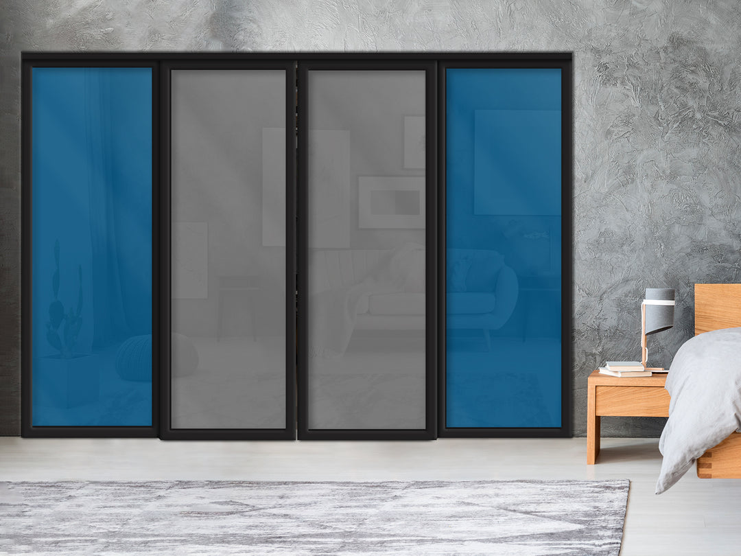 Sliding Bypass Closet Door with Glass & Mirror Panel Inserts MBS4 -0556 - DoorDiscounter