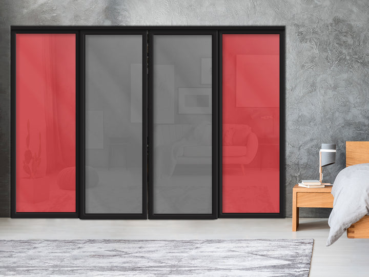 Sliding Bypass Closet Door with Glass & Mirror Panel Inserts MBS4 -0553 - DoorDiscounter