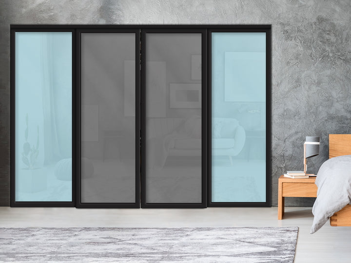 Sliding Bypass Closet Door with Glass & Mirror Panel Inserts MBS4 -0552 - DoorDiscounter