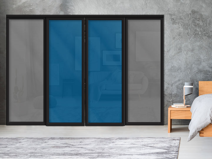 Sliding Bypass Closet Door with Glass & Mirror Panel Inserts MBS4 -0555 - DoorDiscounter
