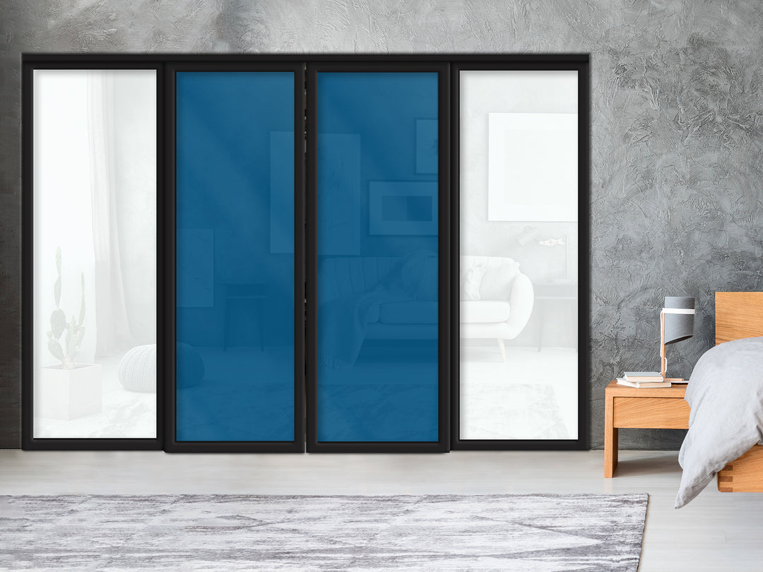 Sliding Bypass Closet Door with Glass & Mirror Panel Inserts MBS4 -0557 - DoorDiscounter