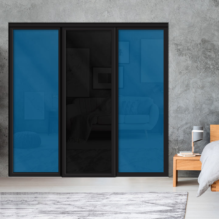 Sliding Bypass Closet Door with Glass & Mirror Panel Inserts MBSD - 0542 - DoorDiscounter