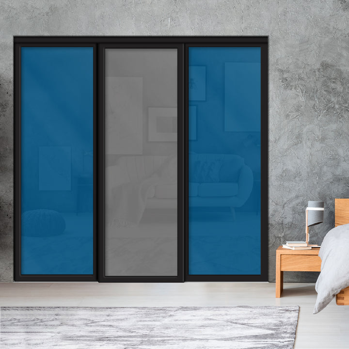 Sliding Bypass Closet Door with Glass & Mirror Panel Inserts MBSD - 0542 - DoorDiscounter