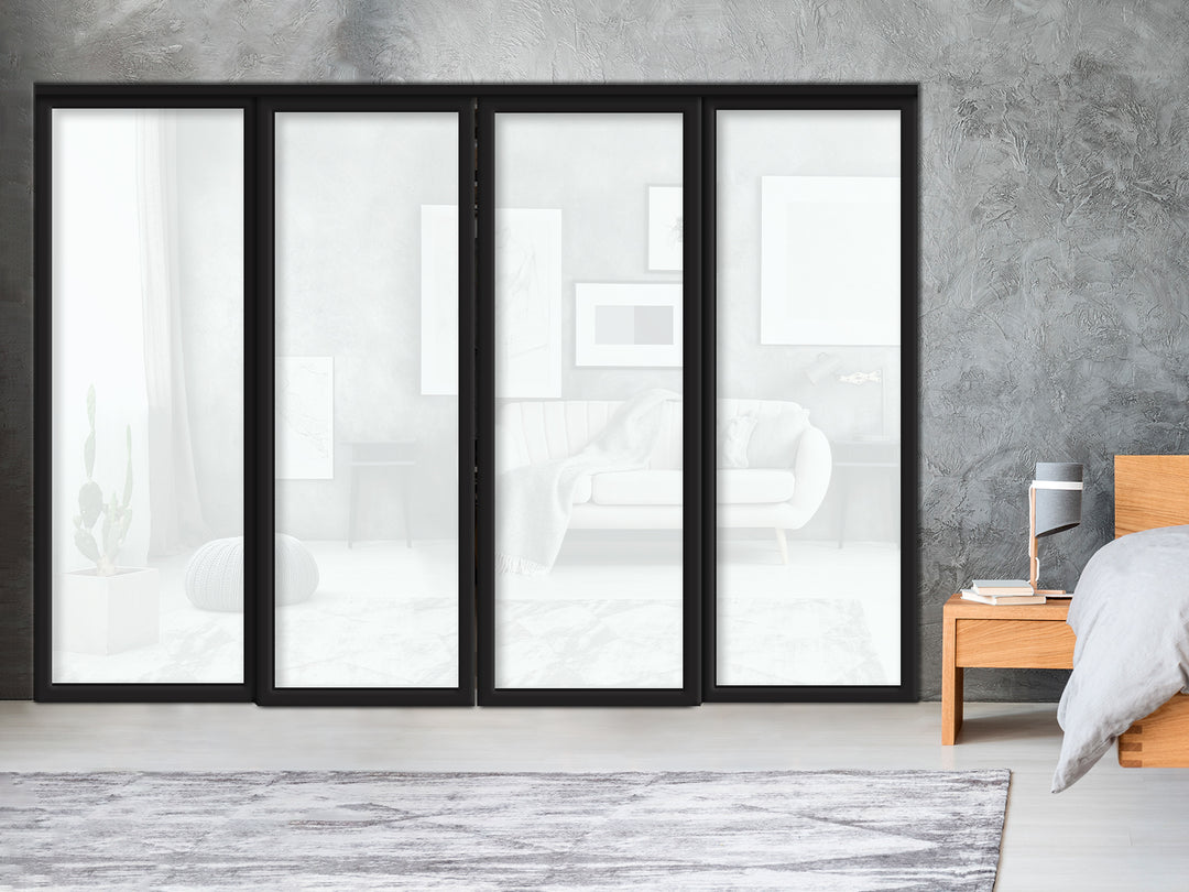 Sliding Bypass Closet Door with Glass & Mirror Panel Inserts MBS4 -0557 - DoorDiscounter