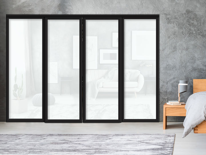 Sliding Bypass Closet Door with Glass & Mirror Panel Inserts MBS4 -0557 - DoorDiscounter