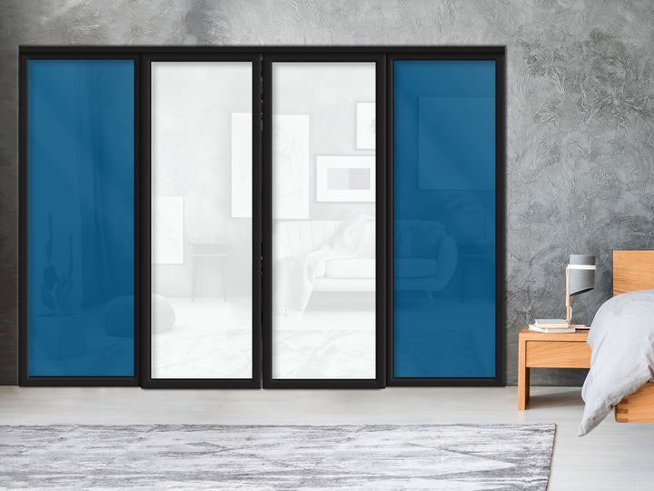 Sliding Bypass Closet Door with Glass & Mirror Panel Inserts MBS4 -0556 - DoorDiscounter