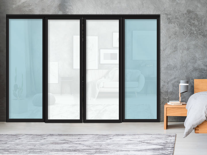 Sliding Bypass Closet Door with Glass & Mirror Panel Inserts MBS4 -0552 - DoorDiscounter