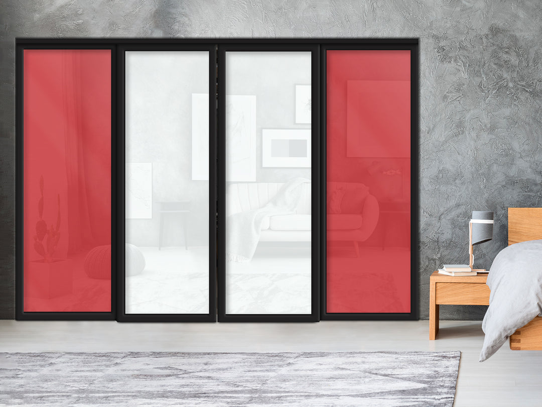 Sliding Bypass Closet Door with Glass & Mirror Panel Inserts MBS4 -0553 - DoorDiscounter
