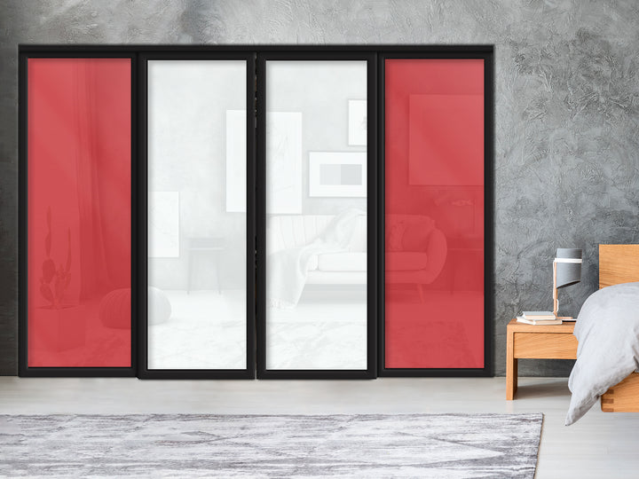 Sliding Bypass Closet Door with Glass & Mirror Panel Inserts MBS4 -0553 - DoorDiscounter