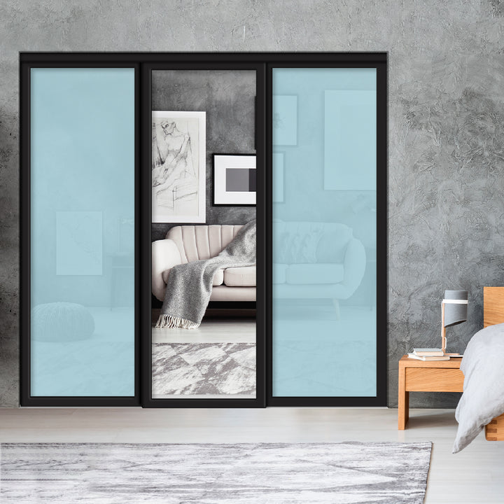 Sliding Bypass Closet Door with Glass & Mirror Panel Inserts MBSD - 0538 - DoorDiscounter