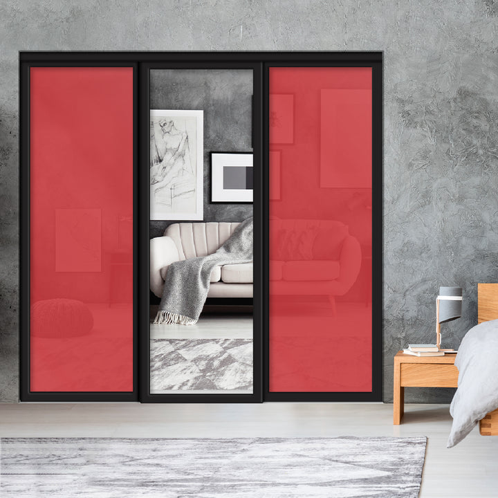 Sliding Bypass Closet Door with Glass & Mirror Panel Inserts MBSD - 0539 - DoorDiscounter