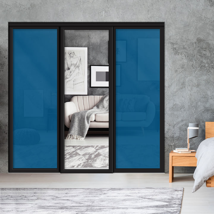 Sliding Bypass Closet Door with Glass & Mirror Panel Inserts MBSD - 0542 - DoorDiscounter