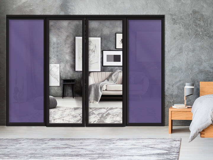 Sliding Bypass Closet Door with Glass & Mirror Panel Inserts MBS4 - 0551 - DoorDiscounter