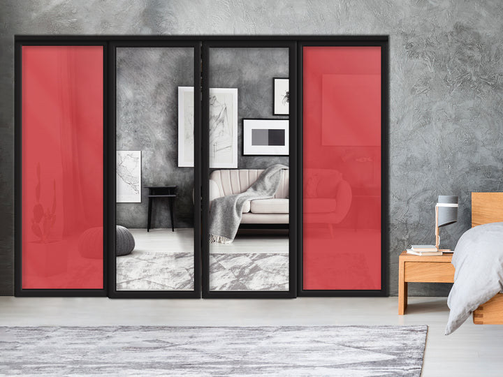 Sliding Bypass Closet Door with Glass & Mirror Panel Inserts MBS4 -0553 - DoorDiscounter