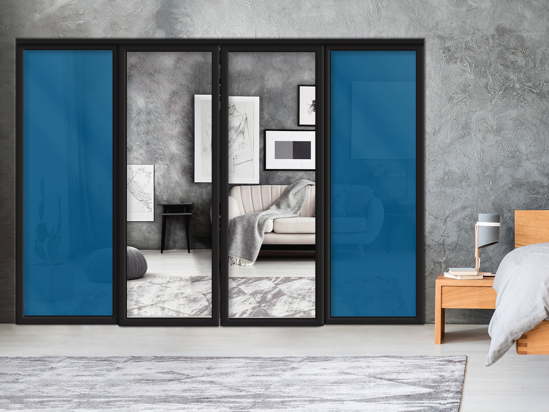 Sliding Bypass Closet Door with Glass & Mirror Panel Inserts MBS4 -0556 - DoorDiscounter