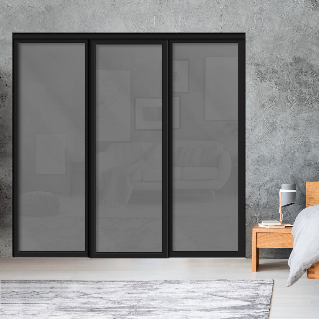 Sliding Bypass Closet Door with Glass & Mirror Panel Inserts MBSD - 0541 - DoorDiscounter