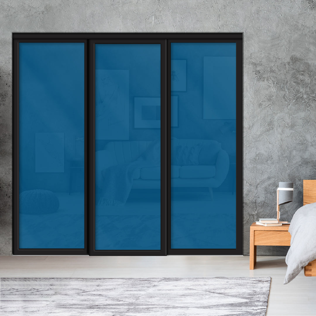 Sliding Bypass Closet Door with Glass & Mirror Panel Inserts MBSD - 0542 - DoorDiscounter