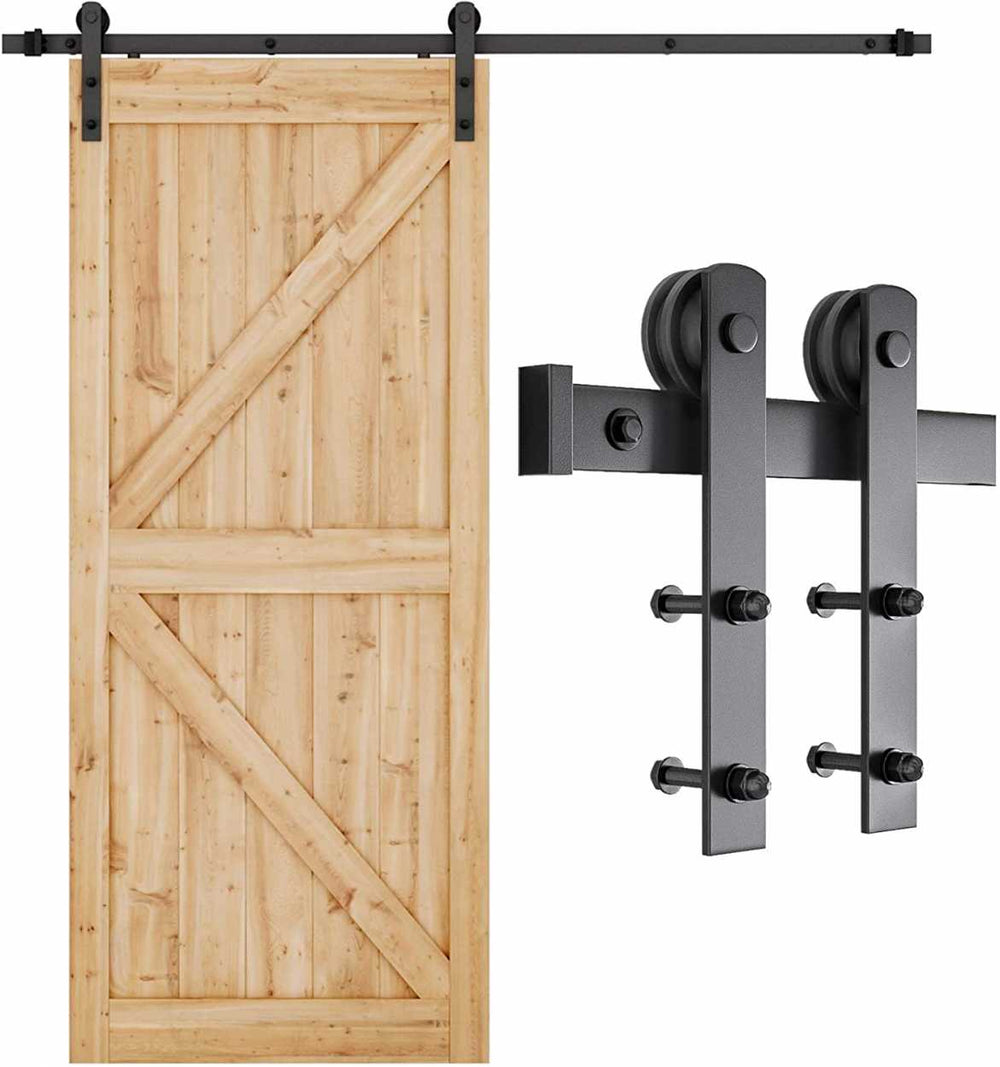 Carbon Steel Sliding Wood Barn Door Hardware Kit ADOA - 3465 - DoorDiscounter