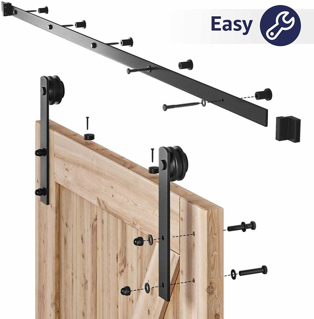 Carbon Steel Sliding Wood Barn Door Hardware Kit ADOA - 3465 - DoorDiscounter
