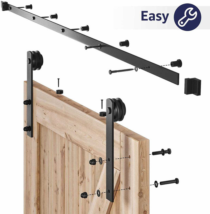 Carbon Steel Sliding Wood Barn Door Hardware Kit ADOA - 3465 - DoorDiscounter