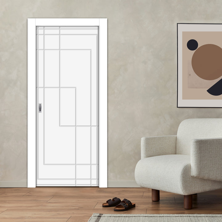 Flush Pocket Door With CNC Engraved Design FPED - 4213