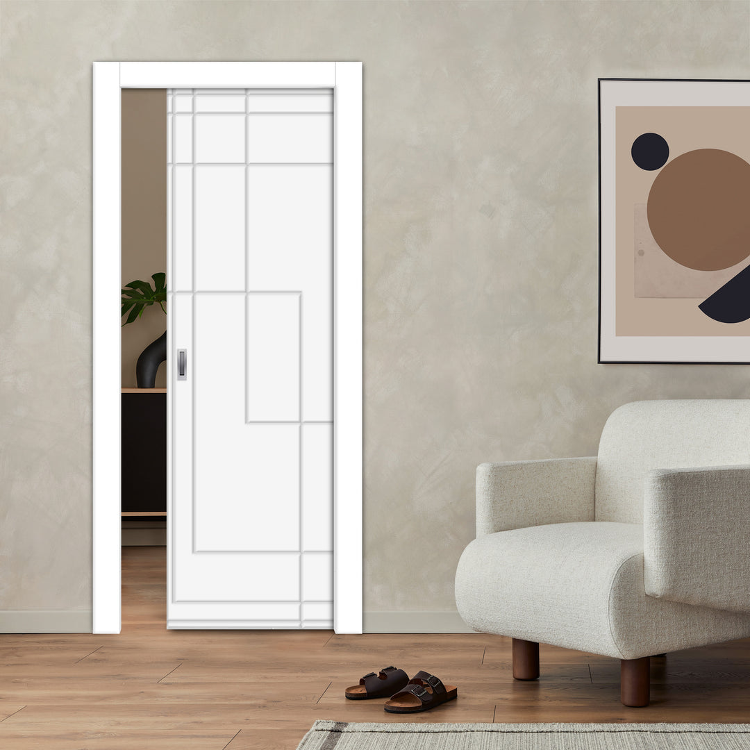 Flush Pocket Door With CNC Engraved Design FPED - 4213