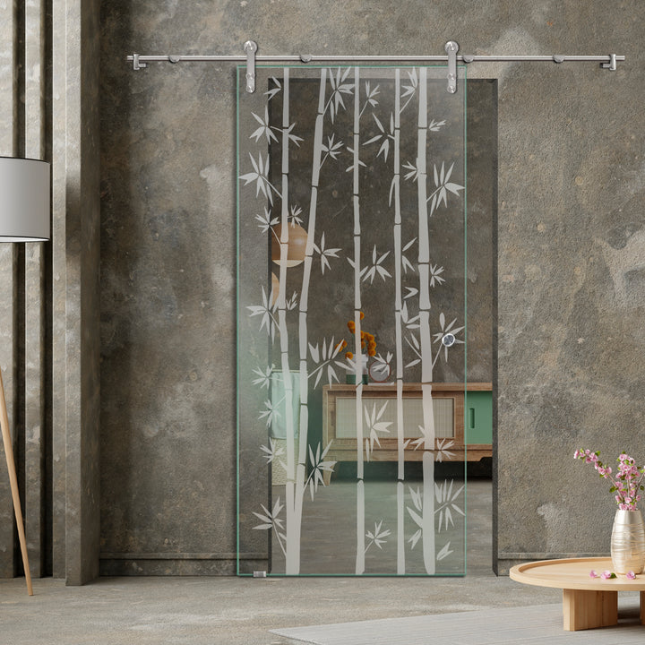 GLASS SLIDING BARN DOOR WITH DESIGN V1000 GSBD - 1421 - DoorDiscounter