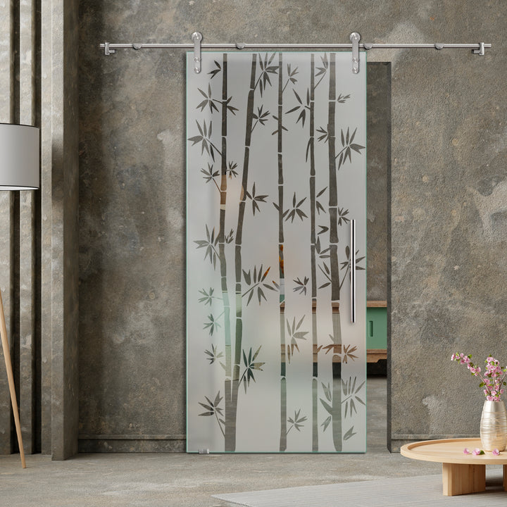 GLASS SLIDING BARN DOOR WITH DESIGN V1000 GSBD - 1421 - DoorDiscounter