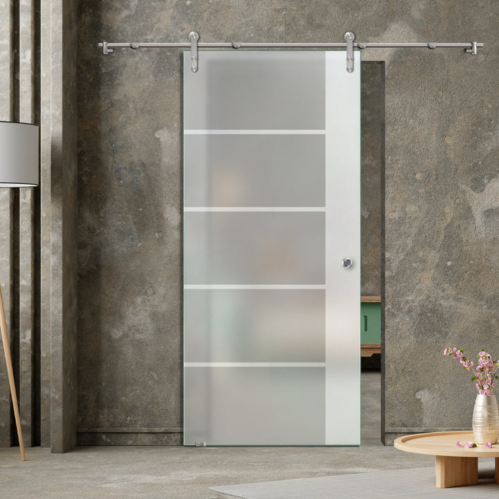GLASS SLIDING BARN DOOR WITH DESIGN V1000 GSBD - 3211 - DoorDiscounter