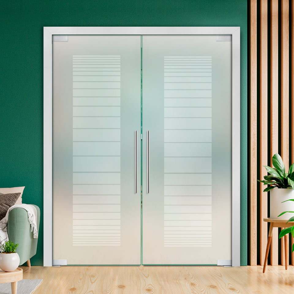 Frameless Double Pivot Glass Door with Self Closing Pivot Hinges FDPG - 1990 - DoorDiscounter