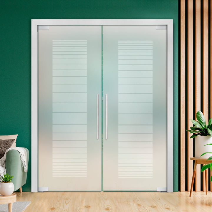 Frameless Double Pivot Glass Door with Self Closing Pivot Hinges FDPG - 1990 - DoorDiscounter