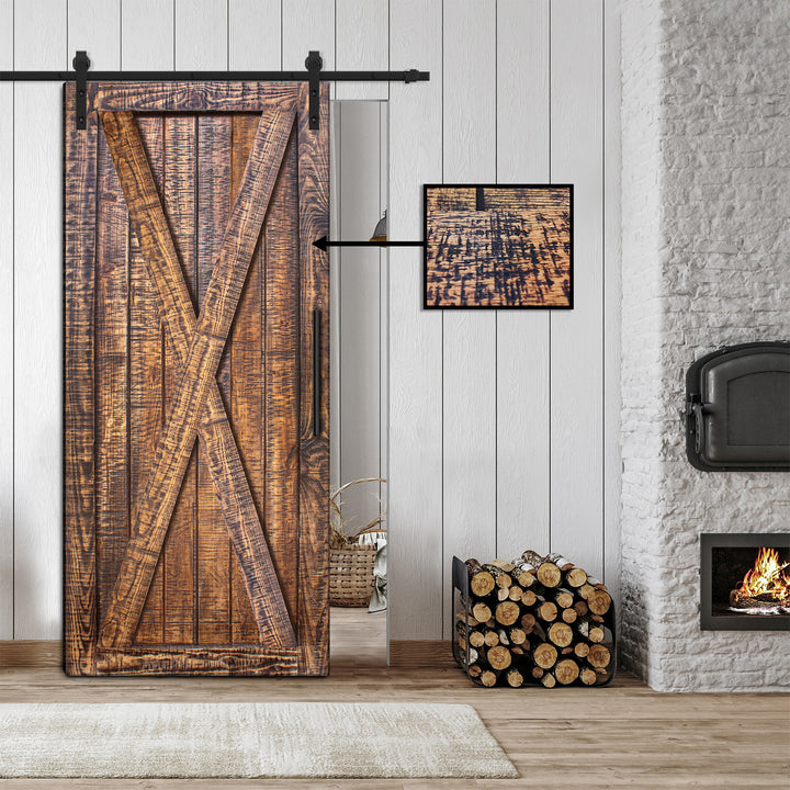 Rustic Ranch  Barn Door with Saw Pattern RBDS - 1084 - DoorDiscounter