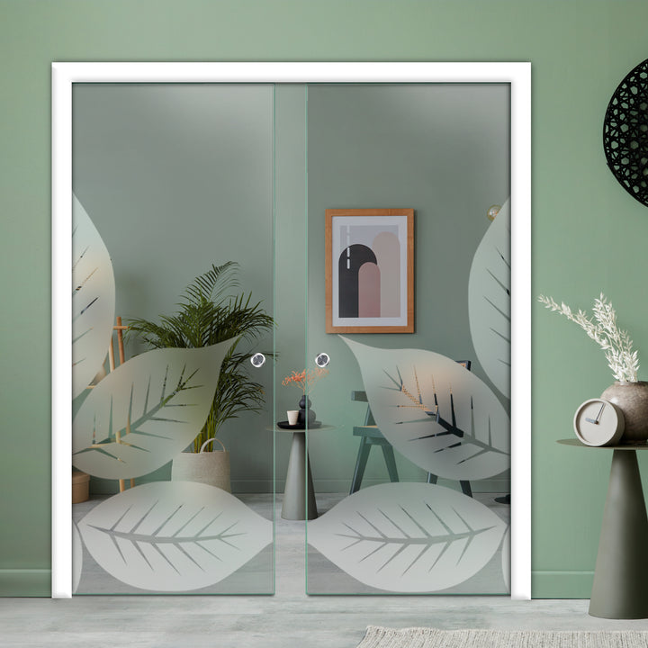 DOUBLE SLIDING POCKET GLASS DOOR WITH TRACK SYSTEM DPTS - 2598 - DoorDiscounter