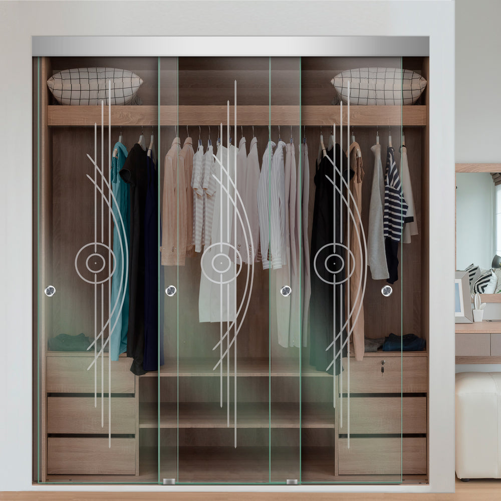 3 PANEL FRAMELESS CLOSET GLASS SLIDING BYPASS DOOR FSG3 - 3274 - DoorDiscounter