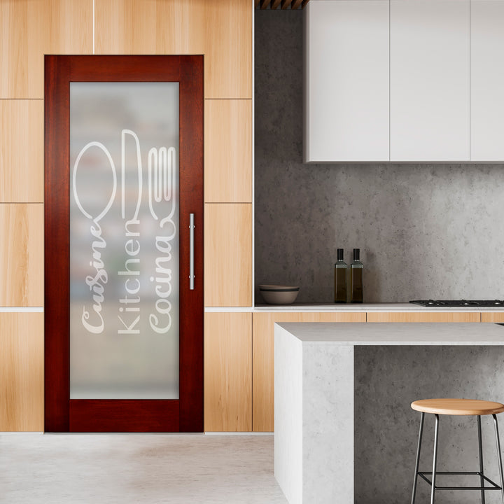 Self Closing Pivot Wooden Glass Door with Pantry Design Pwgd - 0453 - DoorDiscounter