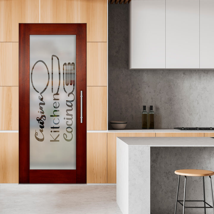 Self Closing Pivot Wooden Glass Door with Pantry Design Pwgd - 0453 - DoorDiscounter