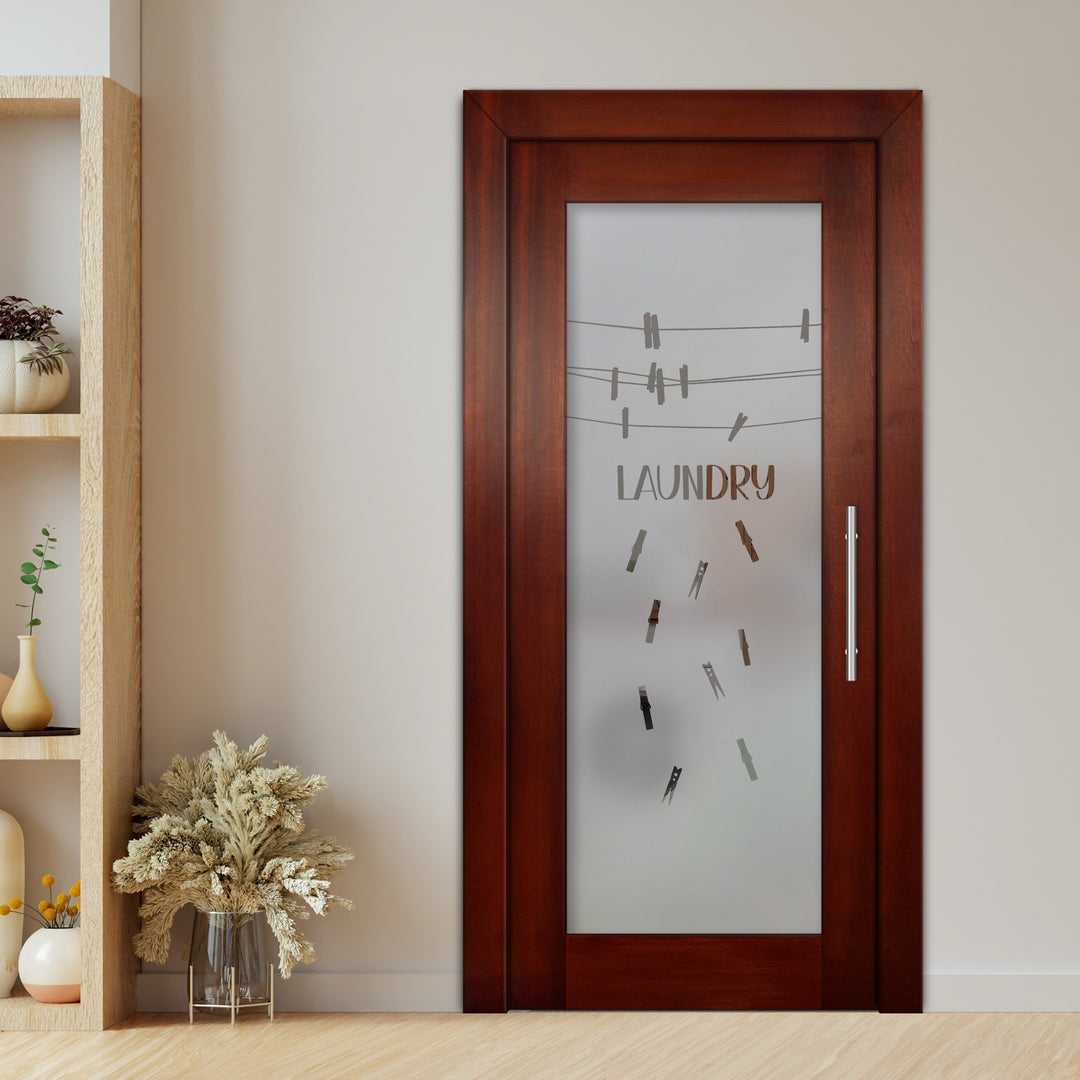Self Closing Pivot Wooden Glass Door with Laundry Design Pwgd - 0433 - DoorDiscounter