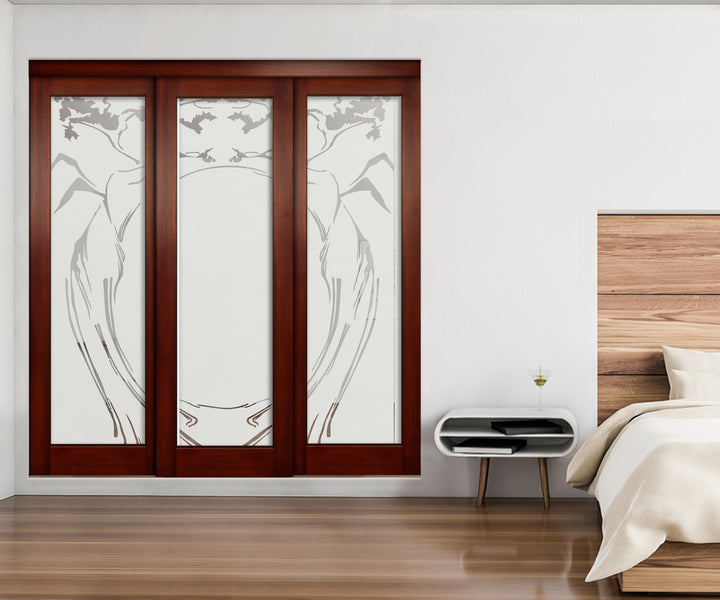 3 Leaf Sliding Bypass Closet Door with Frosted Panel Mec3 - 0189