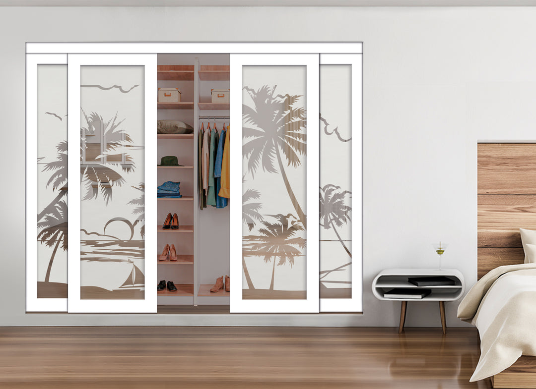 4 Leaf Mirror Effect Bypass Closet Door MEC4 - 0529 - DoorDiscounter