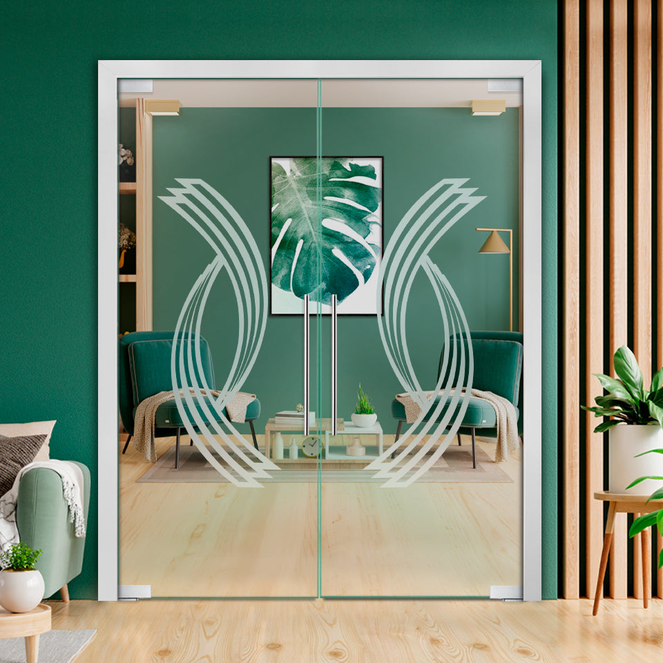 Frameless Double Pivot Glass Door with Self Closing Pivot Hinges FDPG - 2045 - DoorDiscounter
