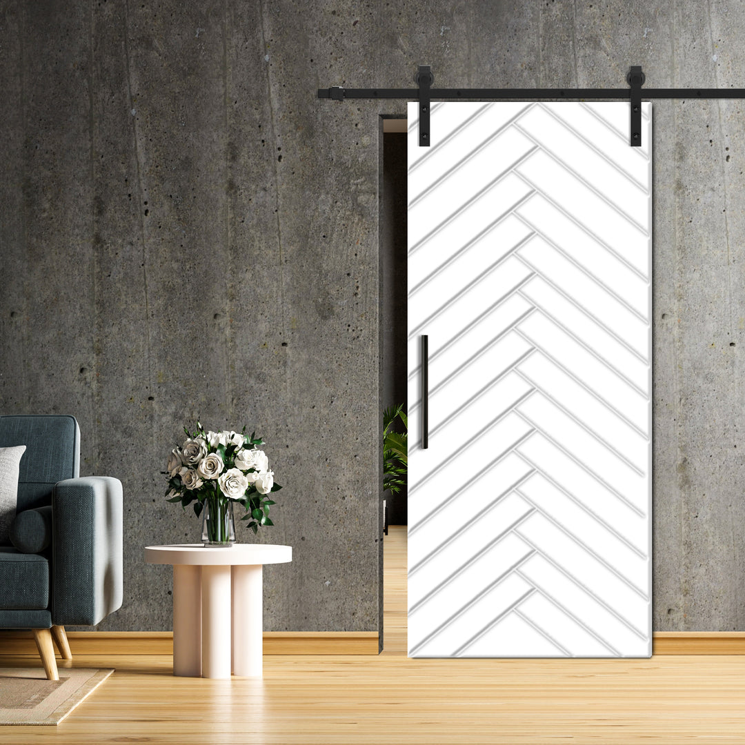 Chevron / Herringbone Wood Sliding Barn Door CHBD - 3337 - DoorDiscounter