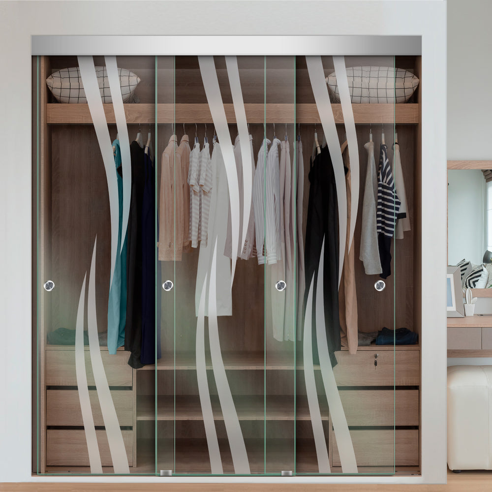 3 PANEL FRAMELESS CLOSET GLASS SLIDING BYPASS DOOR FSG3 - 3179 - DoorDiscounter