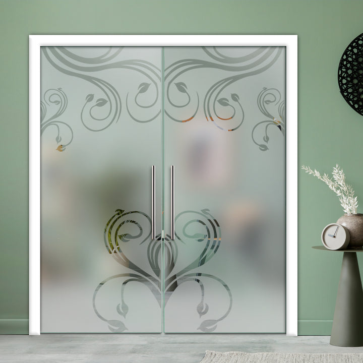 DOUBLE SLIDING POCKET GLASS DOOR WITH TRACK SYSTEM DPTS - 1394 - DoorDiscounter