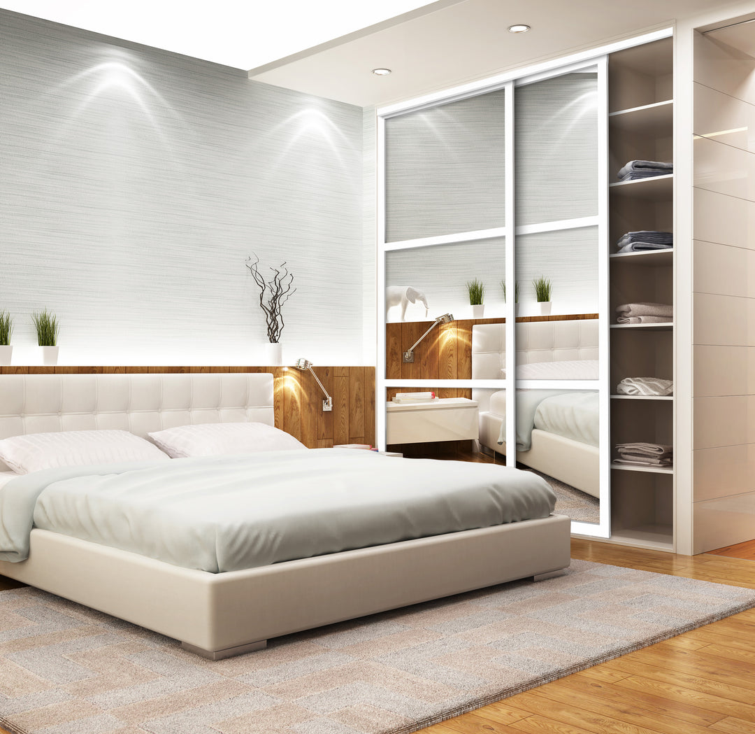Mirrored Slim Line 2 Panel Bypass Closet Door with Mirror Insert SLMD - 1041 - DoorDiscounter