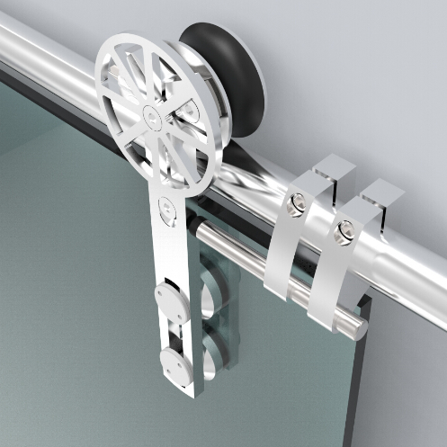 Stainless Steel Sliding Glass Barn Door Hardware Kit SBDH - 3374 - DoorDiscounter
