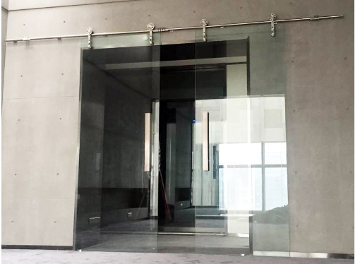 Stainless Steel Sliding Glass Barn Door Hardware Kit SBDH - 3374 - DoorDiscounter