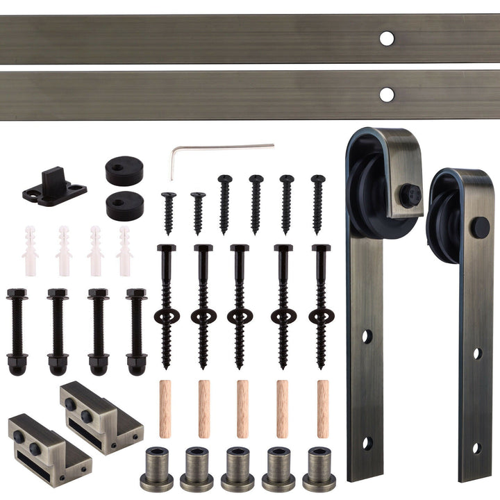 8 LITE SOLID WOOD SLIDING BARN DOOR WITH MIRROR PANEL SWSD - 1193 - DoorDiscounter